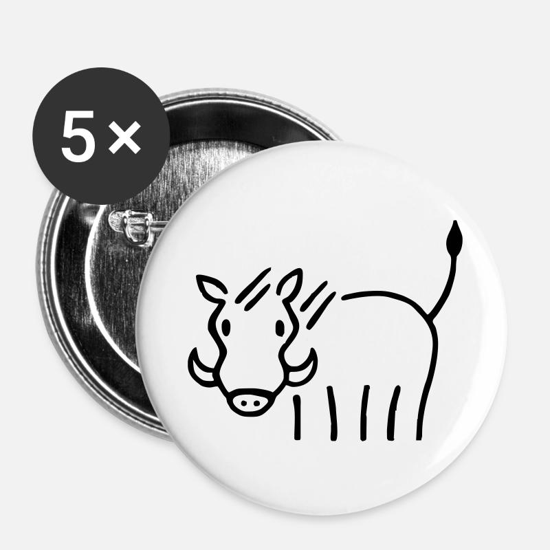 Warthog - Lot de 5 petits badges (25 mm) - blanc
