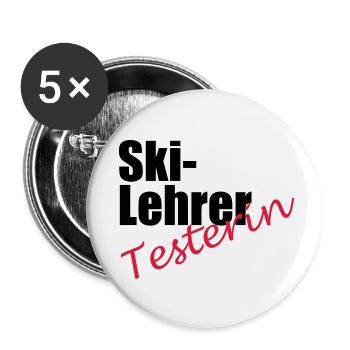 Ski Lehrer Testerin - Buttons klein 25 mm (5er Pack) - Weiß - Vorne