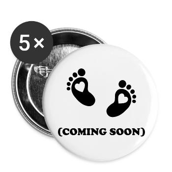 Baby - coming soon - Lot de 5 petits badges (25 mm) - blanc - Devant