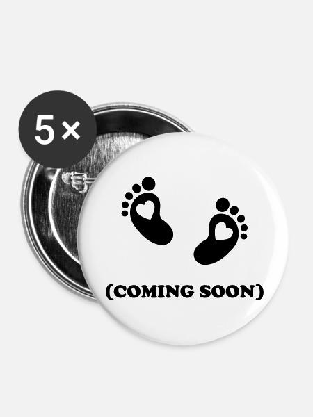 Baby - coming soon - Buttons klein 25 mm (5er Pack) - Weiß