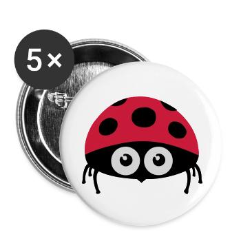 Ladybird (coccinelle) 02.1 - Lot de 5 petits badges (25 mm) - blanc - Devant