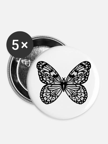 Schmetterling - Buttons klein 25 mm (5er Pack) - Weiß