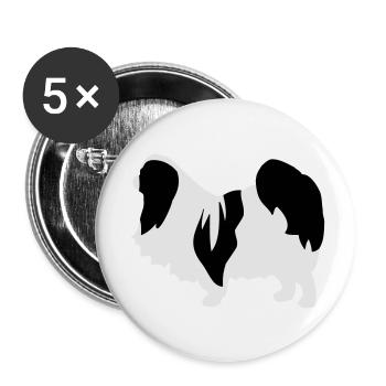 Chin japonais - Lot de 5 petits badges (25 mm) - blanc - Devant