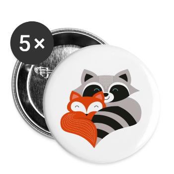 Fuchs & Waschbär - Buttons klein 25 mm (5er Pack) - Weiß - Vorne