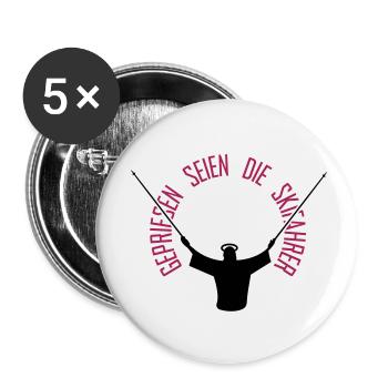 GEPRIESEN SEIEN DIE SKIFAHRER - Buttons klein 25 mm (5er Pack) - Weiß - Vorne