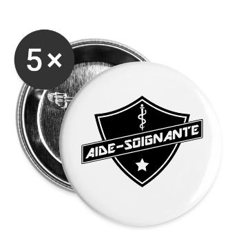 blason aide-soignante - Lot de 5 petits badges (25 mm) - blanc - Devant