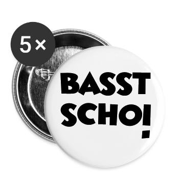 Basst Scho! - Buttons klein 25 mm (5er Pack) - Weiß - Vorne