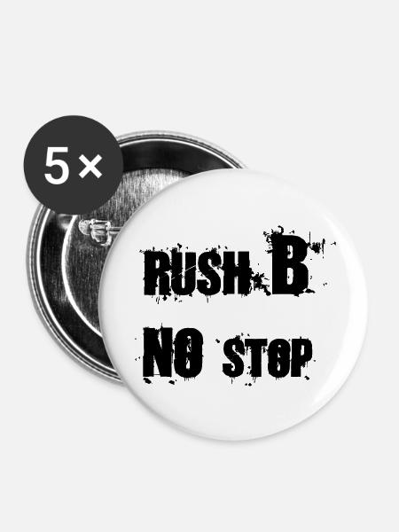 RUSH B NO STOP - Buttons klein 25 mm (5er Pack) - Weiß