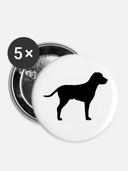 Hund - Buttons klein 25 mm (5er Pack) - Weiß
