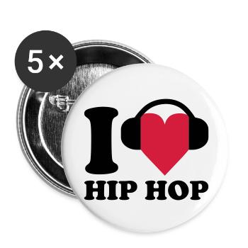 I love Music - Hip Hop - Buttons klein 25 mm (5er Pack) - Weiß - Vorne