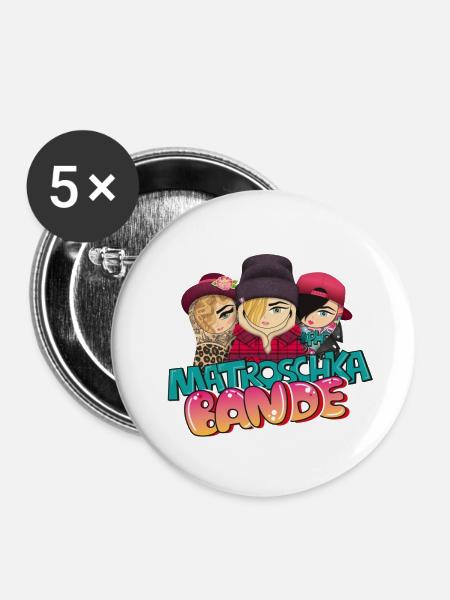 Matroschka Bande 1 - Buttons klein 25 mm (5er Pack) - Weiß