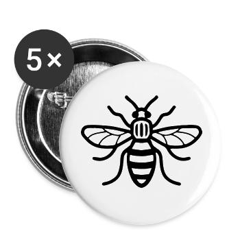 Manchester Bee - Buttons klein 25 mm (5er Pack) - Weiß - Vorne