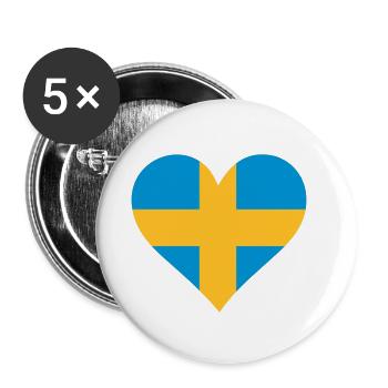 Ein Herz für Schweden - Buttons klein 25 mm (5er Pack) - Weiß - Vorne
