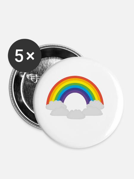 Regenbogen - Buttons klein 25 mm (5er Pack) - Weiß