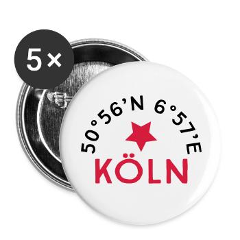 Köln - Buttons klein 25 mm (5er Pack) - Weiß - Vorne