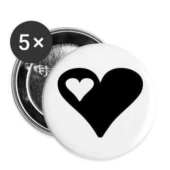 heart - Lot de 5 petits badges (25 mm) - blanc - Devant
