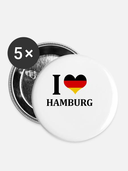 I love Hamburg - Buttons klein 25 mm (5er Pack) - Weiß