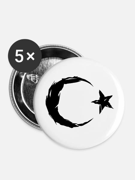 Turkey Flag - Buttons klein 25 mm (5er Pack) - Weiß