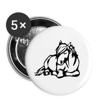 Lustiges freches Comic Pferd schlafend Geschenk - Buttons klein 25 mm (5er Pack) - Weiß - Vorne