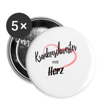Krankenschwester mit Herz 2c - Buttons klein 25 mm (5er Pack) - Weiß - Vorne