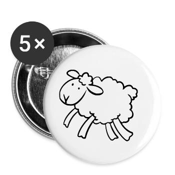 Schaf - Buttons klein 25 mm (5er Pack) - Weiß - Vorne