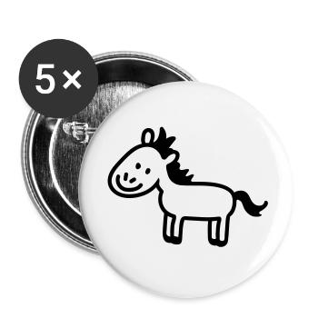 Pony horse - line - Buttons small 1''/25 mm (5-pack) - white - Front