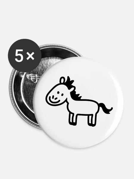 Pony Pferdchen - line - Buttons klein 25 mm (5er Pack) - Weiß