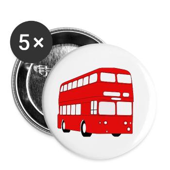 Doppeldecker Bus - Buttons klein 25 mm (5er Pack) - Weiß - Vorne