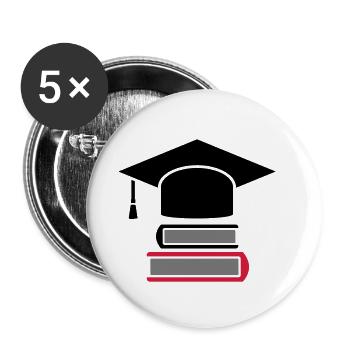 Livres Doktorhut Studium - cadeau pour l'obtention du diplôme - Lot de 5 petits badges (25 mm) - blanc - Devant