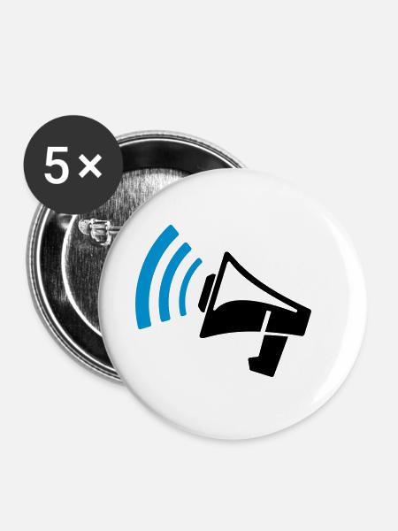 Megaphon Geschenk - Buttons klein 25 mm (5er Pack) - Weiß