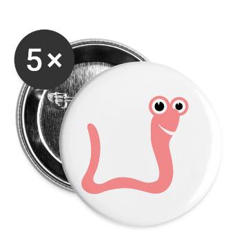 Wurm Schlange - Buttons klein 25 mm (5er Pack) - Weiß - Vorne