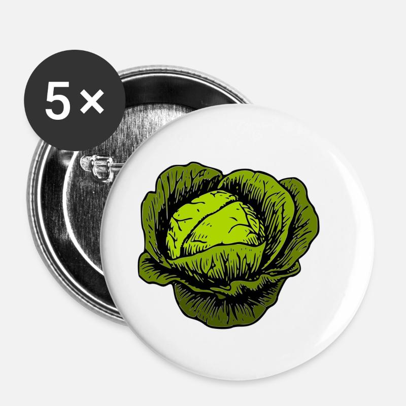 chou - Lot de 5 petits badges (25 mm) - blanc
