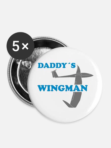 daddys wingman Geschenk - Buttons klein 25 mm (5er Pack) - Weiß