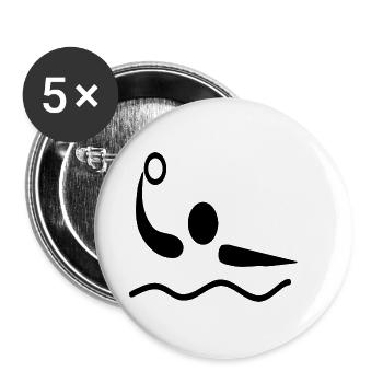 water polo wasser ball wasserball - Buttons klein 25 mm (5er Pack) - Weiß - Vorne