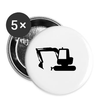 Bagger - Buttons klein 25 mm (5er Pack) - Weiß - Vorne