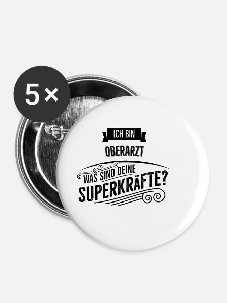 Oberarzt - Buttons klein 25 mm (5er Pack) - Weiß