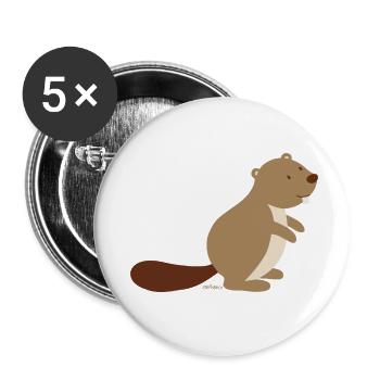 Biber - Buttons klein 25 mm (5er Pack) - Weiß - Vorne