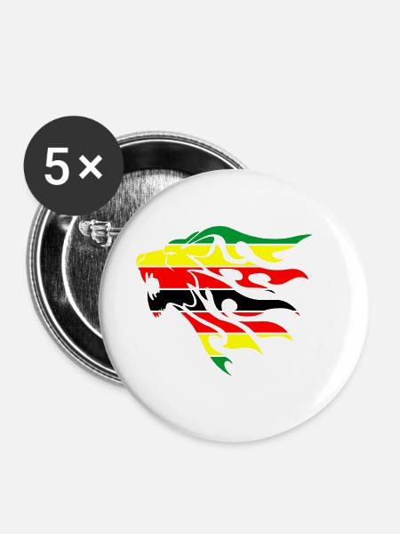 Simbabwe-Flagge Löwe - Buttons klein 25 mm (5er Pack) - Weiß