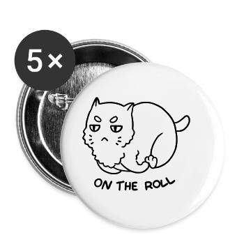 Running Fat Cat - Buttons small 1''/25 mm (5-pack) - white - Front