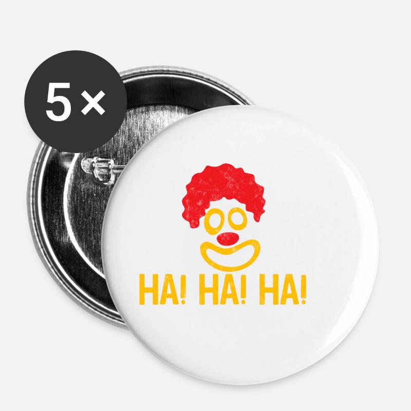 Clown: Ha! Ha! Ha! - Gift - Buttons small 1''/25 mm (5-pack) - white