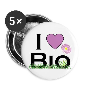 i love bio - Buttons small 1''/25 mm (5-pack) - white - Front