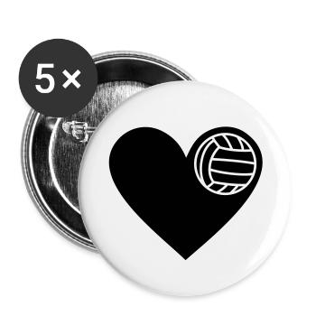 Volleyball - Buttons klein 25 mm (5er Pack) - Weiß - Vorne
