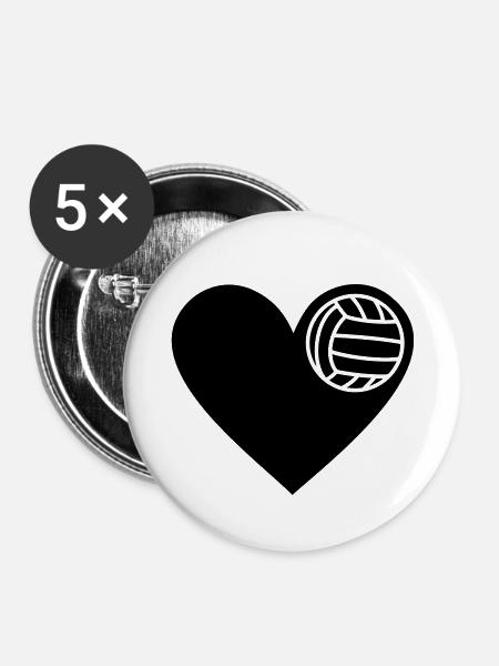 Volleyball - Buttons klein 25 mm (5er Pack) - Weiß