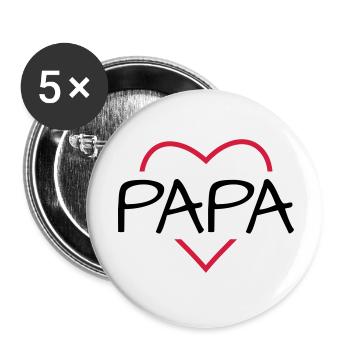 Papa Herz Geschenk Geburtstag Vatertag - Buttons klein 25 mm (5er Pack) - Weiß - Vorne