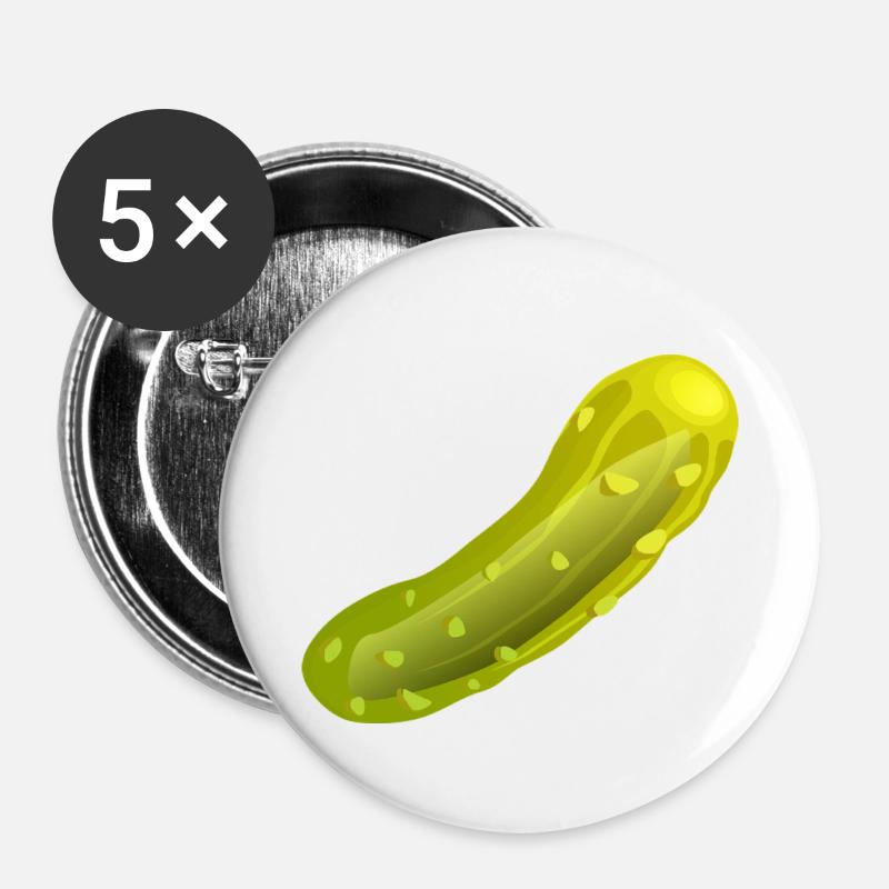 Gurke - Buttons klein 25 mm (5er Pack) - Weiß