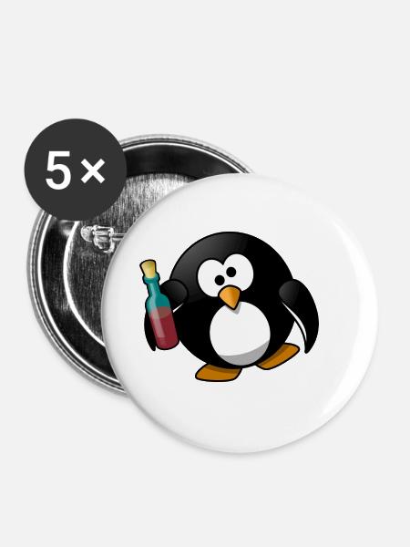 Drunk Tux - Buttons klein 25 mm (5er Pack) - Weiß