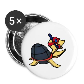 Schildkröte mit Taucherbrille und Schnorchel - Buttons klein 25 mm (5er Pack) - Weiß - Vorne