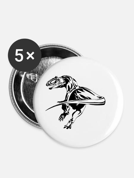 Dinosaurier - Buttons klein 25 mm (5er Pack) - Weiß
