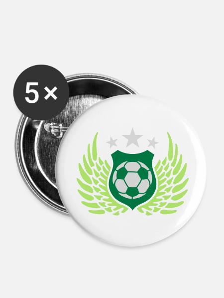 fussball_k_3c - Buttons klein 25 mm (5er Pack) - Weiß
