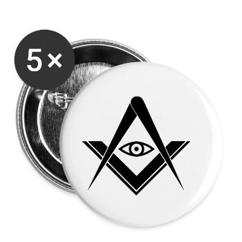 cadeau de tatouage symbole maçonnique - Lot de 5 petits badges (25 mm) - blanc - Devant
